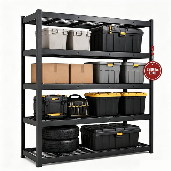 Nnovaroom Storage Shelves, Garage Shelving, 5-Tier Adjustable Metal Storage Rack, 83.8-In Wide, Black