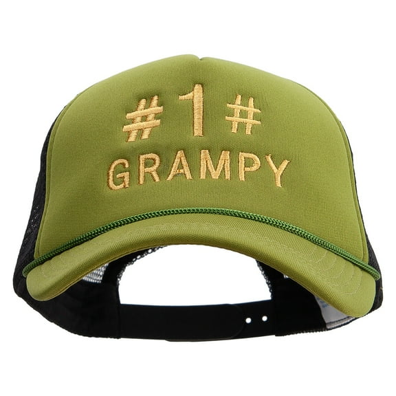 No.1 Grandpa Embroidered Summer Foam Mesh Trucker Cap - Cactus Black OSFM