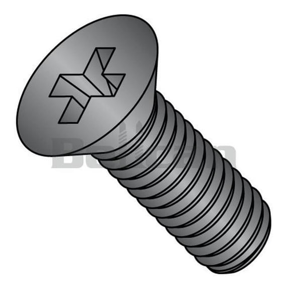 No.10-32 x 0.37 Phillips Fully Threaded Flat Machine Screw, Black Oxide - 18-8 Stainless Steel - Box of 4000