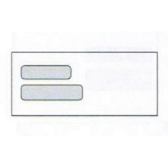 No. 10 DG-1NT (No Tint) Double Window Envelopes, 4-1/8" x 9-1/2", White Sulphite 24-lb Paper w Vellum Finish (SFI Certified) - Box of 500 Envelopes