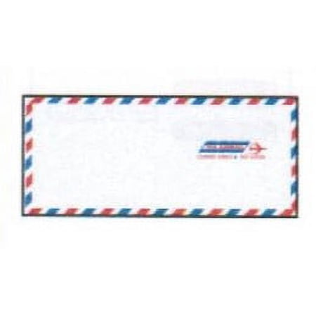 No. 10 Economy Airmail Regular Envelopes w Inside Blue Security Tint , 4-1/8" x 9-1/2", White Sulphite w Red / Blue Border and "Par Avion" Imprints (SFI Certified) - Box of 500 Envelopes