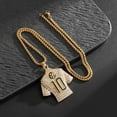 thumbnail image 1 of No. 10 Jersey Cubic Pendant Necklace - Golden-Tone Soccer Ball Design, Sparkling Artificial Accents, Unisex Hip Hop Streetwear Jewelry for Valentine's Gift, 1 of 3