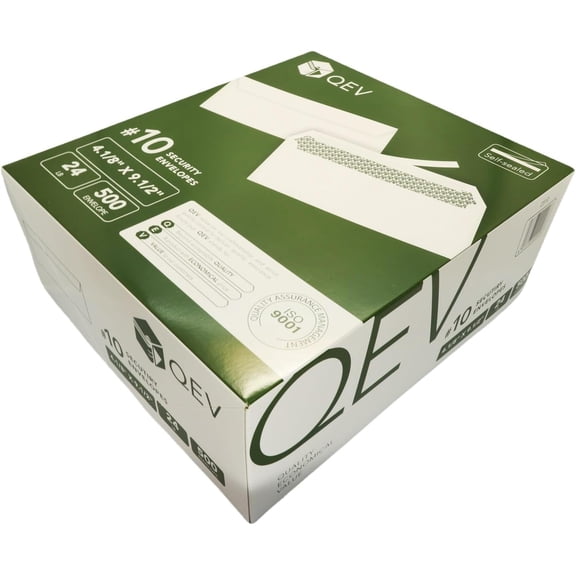 No 10 Letter Size Self Seal Envelopes with Security Patterns, 500 counts, Business envelope, Windowless