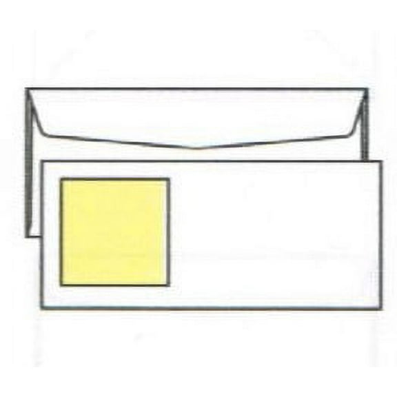 No. 10 Peel 'n View Direct Mail Envelopes, 4-1/8" x 9-1/2", White Sulphite w Detachable Yellow Note over Hidden 3" x 3" Window, Vellum Finish (SFI Certified) - Box of 500 Envelopes