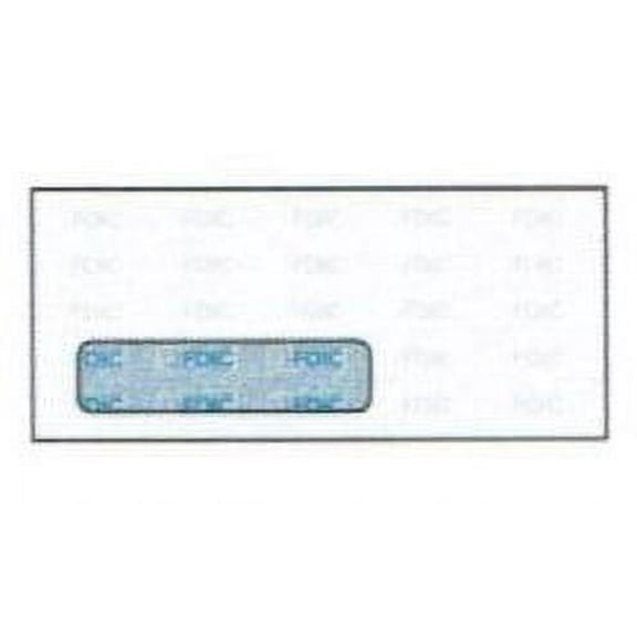 No. 10 White Digi-Clear A Window Envelopes with Blue FDIC Multi-Logos Inside Security Tint, 4-1/8" x 9-1/2", Smooth Laser Finish (SFI Certified) - Box of 500 Envelopes