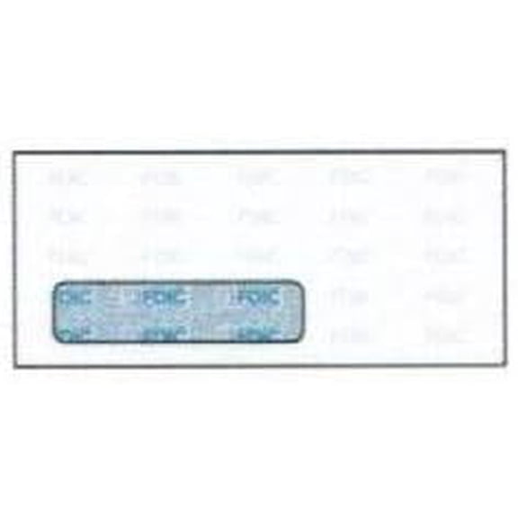 No. 10 White Digi-Clear C Window Envelopes with Blue FDIC Multi-Logos Inside Security Tint, 4-1/8" x 9-1/2", Smooth Laser Finish (SFI Certified) - Box of 500 Envelopes$$Office