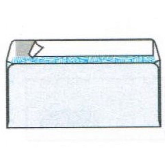 No. 10 White Side Seam Envelopes with Kwik-Tak and Wesco Blue Security Tint, 4-1/8" x 9-1/2", White Sulphite 24-lb (SFI Certified) with Vellum Finish - Box of 500 Envelopes