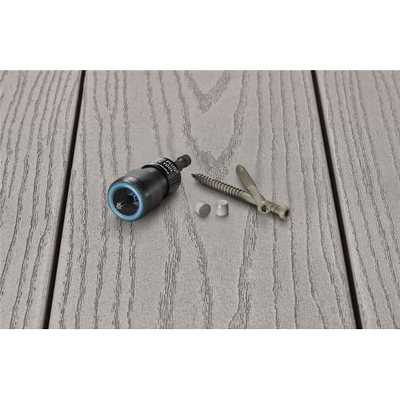 No.10 x 2.75 in. Star Trim Head Epoxy Coated Carbon Steel Deck Screws & Plugs Kit - Slate Gray