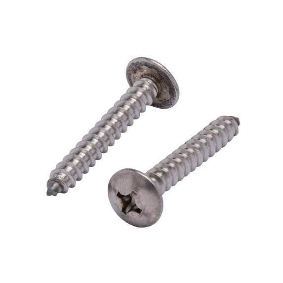No. 12 x 1-1/2" Stainless Truss Head Phillips Wood Screw, (25 pc), 18-8 (304) Stainless Steel Sheet Metal Screws, Type A Point, Plain Finish by Bolt Dropper