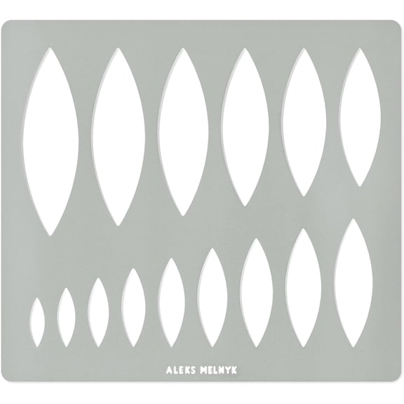 No.204 Metal Ellipse Template, Stencil, Pointed Oval, Master, Art Tool, Isometric Drawing Template, Lapidary, Cabochons, Geometric Ruler, Jewelry Templates