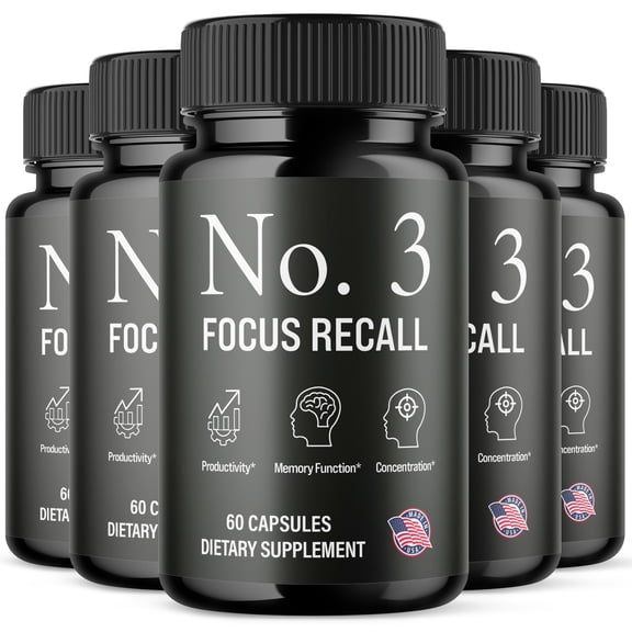 No. 3 Focus Recall Advanced Formula Brain Support Pills Maximum Strength Supplement 300 Capsules