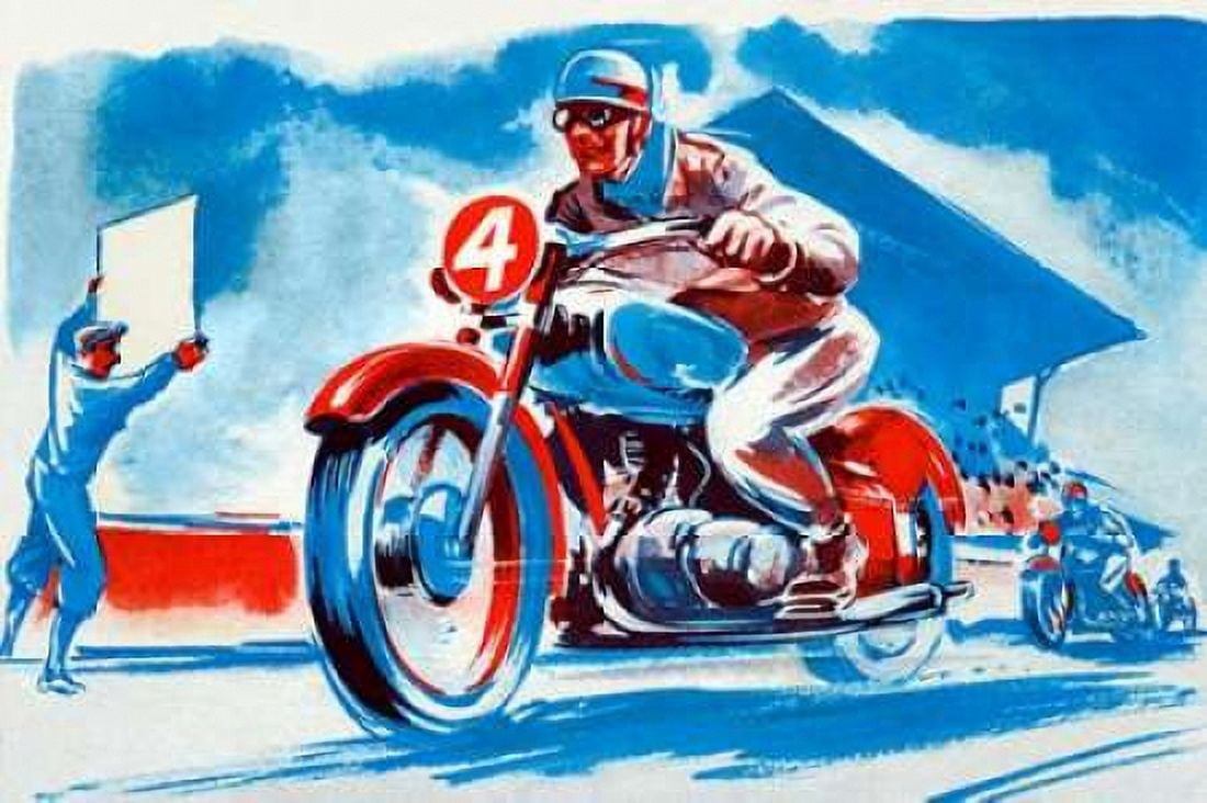 No 4 Motorcycle Canvas Art - Unknown (24 x 36)