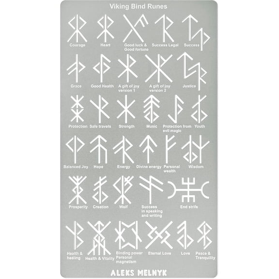 No.412 Metal Stencil, Viking Bind Runes Generator, Bindrune, Ancient Alphabet, Sigil Magic Alphabet 1 PC, Letter Template for Wood Burning, Pyrography, Wicca Stencil, Bookmark