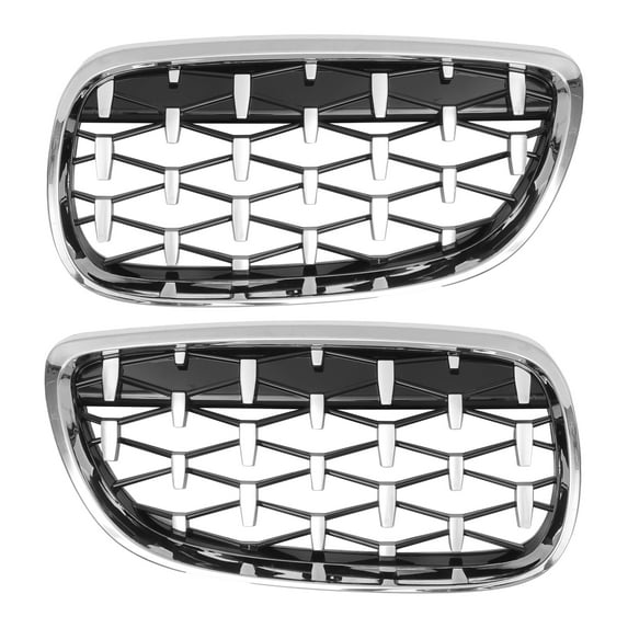 Unique Bargains No.51137157277/51137157278 Front Hood Bumper Grille Grill for BMW 3 Series Left Right 1 Pair Silver Tone