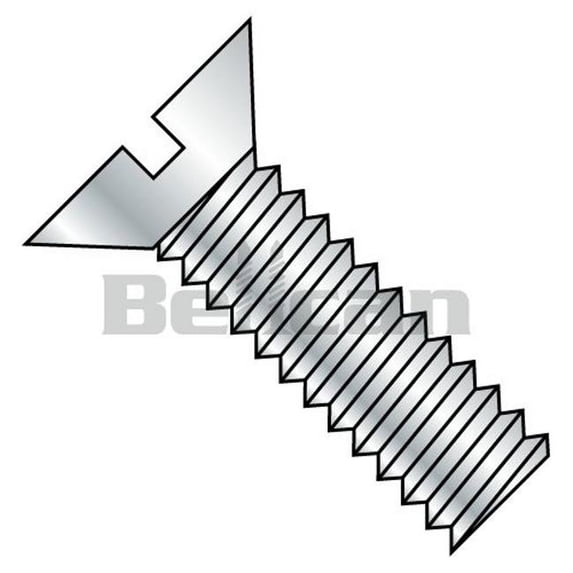 No.6-32 x 1 Slotted Fully Threaded Flat Machine Screw - Zinc - Box of 10000