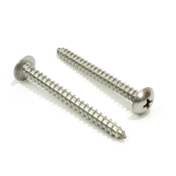 No. 8 x 1-1/2" Stainless Truss Head Phillips Wood Screw, (100 pc), 18-8 (304) Stainless Steel Sheet Metal Screws, Type A Point, Plain Finish by Bolt Dropper