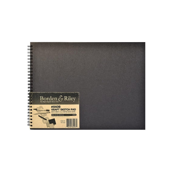 No. 840B Kraft Paper Hard Cover Spiral Sketchbooks 9 in. x 12 in., 50 sheets (pack of 2)