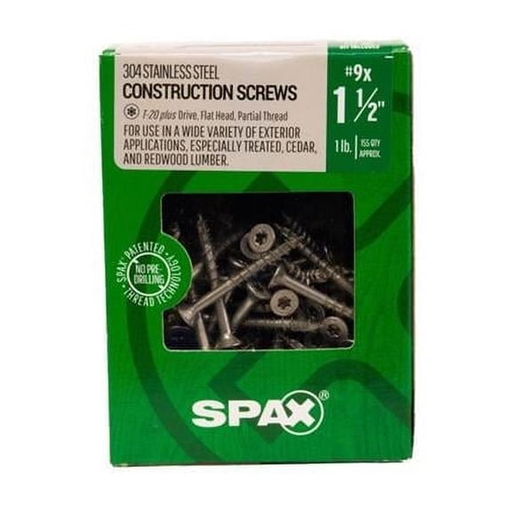 No. 9 Label x 1.5 in. Star Flat Head Construction Screws, Silver- 1 lbs - Pack of 155