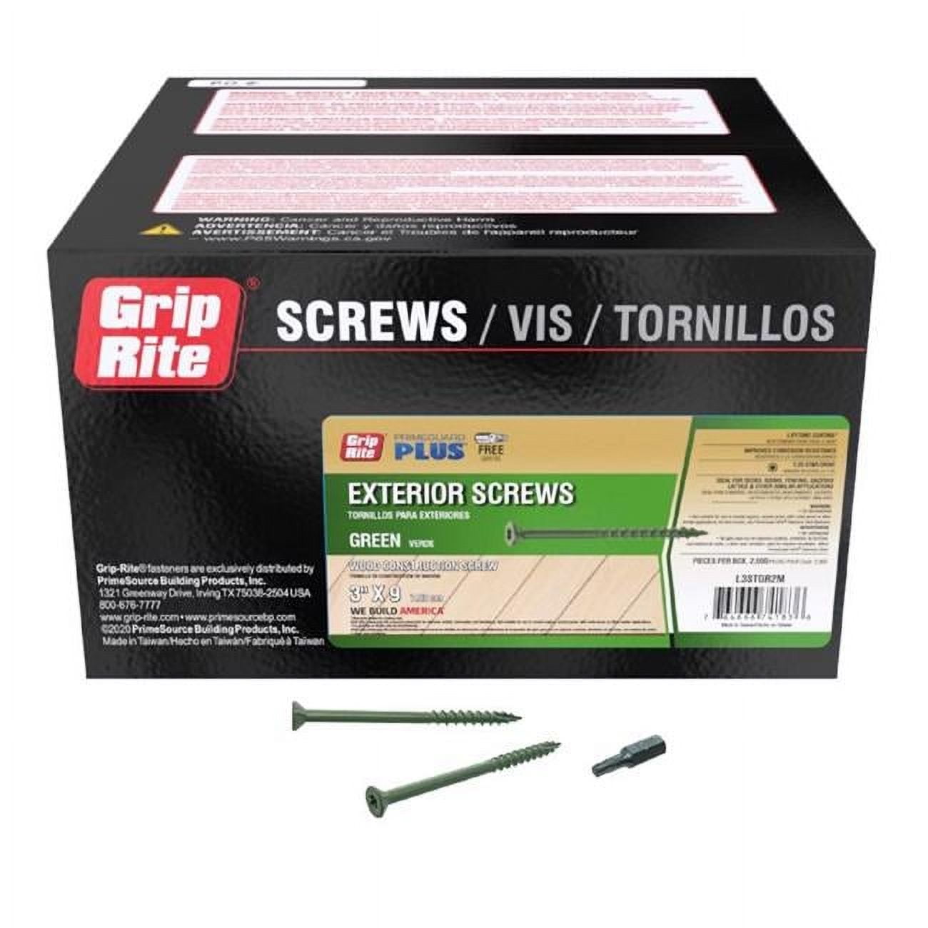 No. 9 wire x 3 in. PrimeGuard Plus Star Flat Head Deck Screws, Pack of 2000