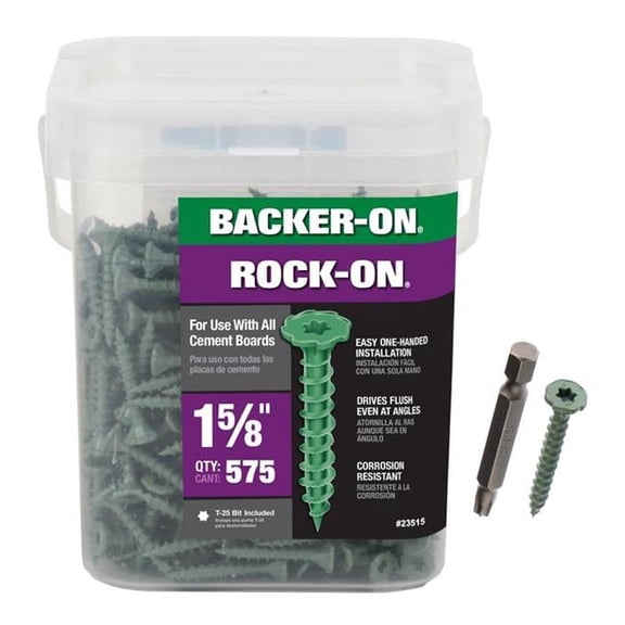 No. 9 x 1.625 in. Star Flat Head Cement Board Screws, Green- Pack of 575