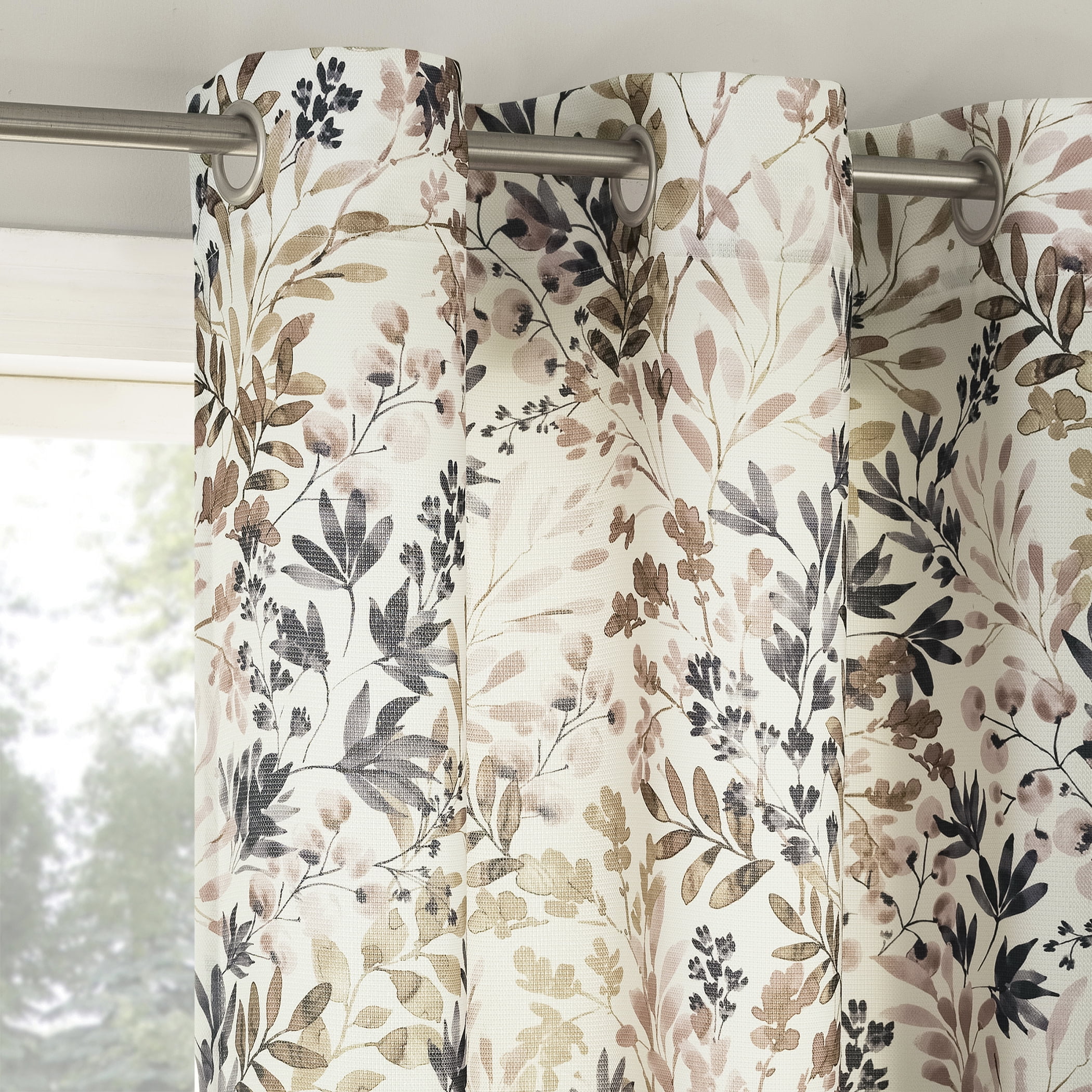 No. 918 Amelie Botanical Print Room Darkening Grommet Curtain Panel, 48"x63", Blush