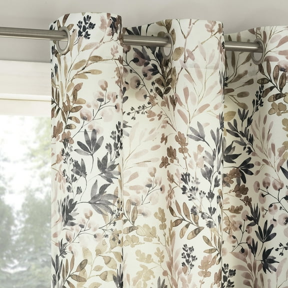 No. 918 Amelie Botanical Print Room Darkening Grommet Curtain Panel, 48"x84", Blush