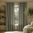 thumbnail image 1 of No. 918 Anders 2-pack Faux Linen 3-in-1 Versatile Hanging Semi-Sheer Back Tab/Rod Pocket Curtain Panel Pair with Ring Clips, Olive, 37"W x 84"L (2 Panels), 1 of 8