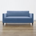 thumbnail image 1 of No. 918 Bellamy Modern Honeycomb Stretch Fit Elastic Loveseat Cover, Blue, 1 of 7