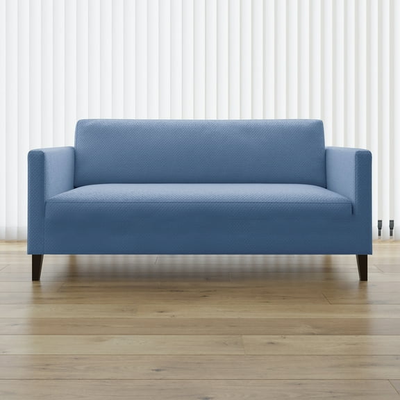 No. 918 Bellamy Modern Honeycomb Stretch Fit Elastic Loveseat Cover, Blue