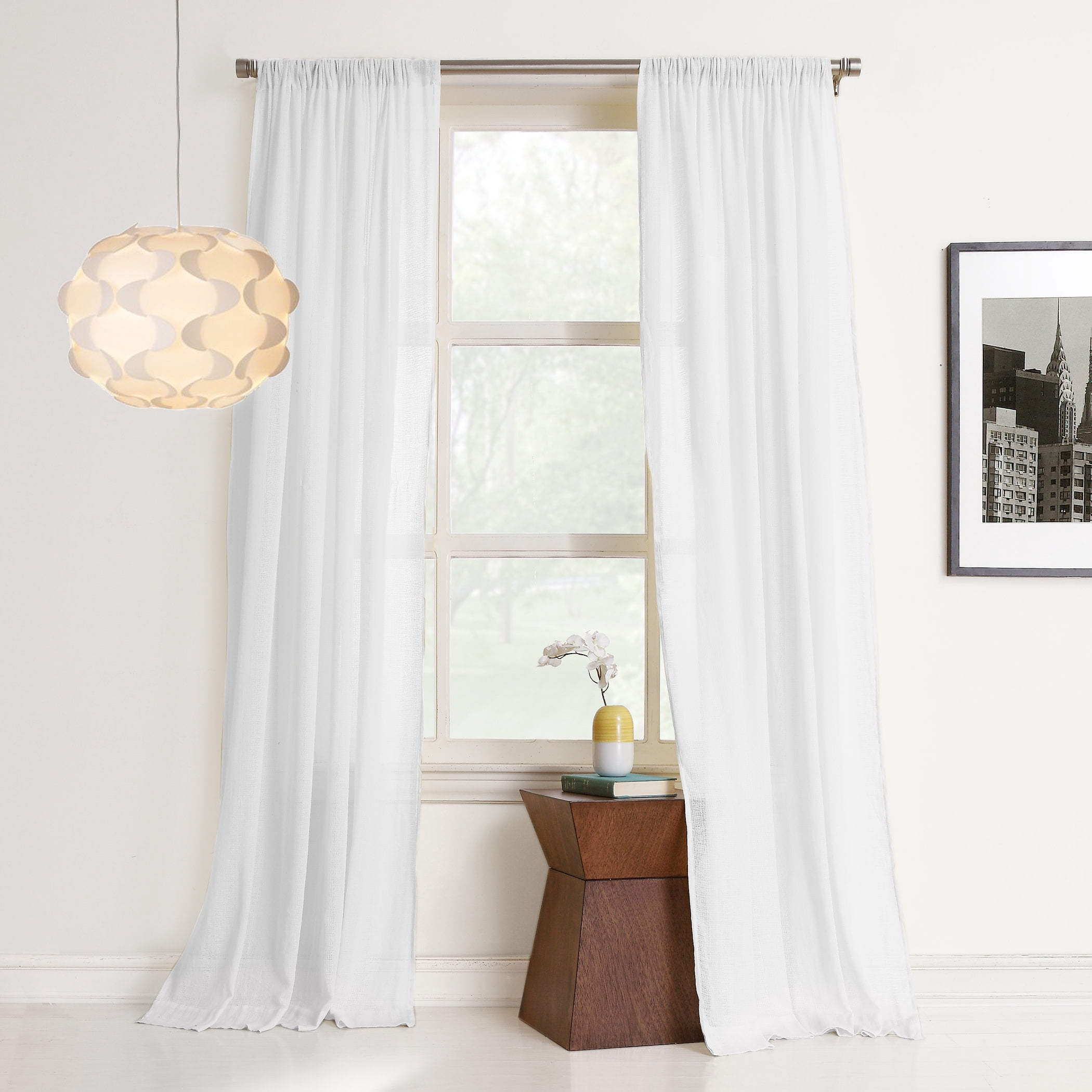 No. 918 Brayden Cotton Gauze Curtain Single Panel 50" x 84", White