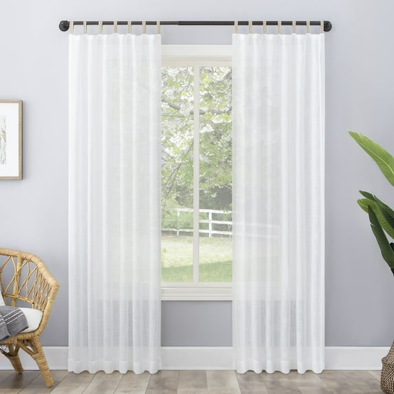 No. 918 Ceri Linen Texture Jute Tabs Semi-Sheer Tab Top Curtain Panel