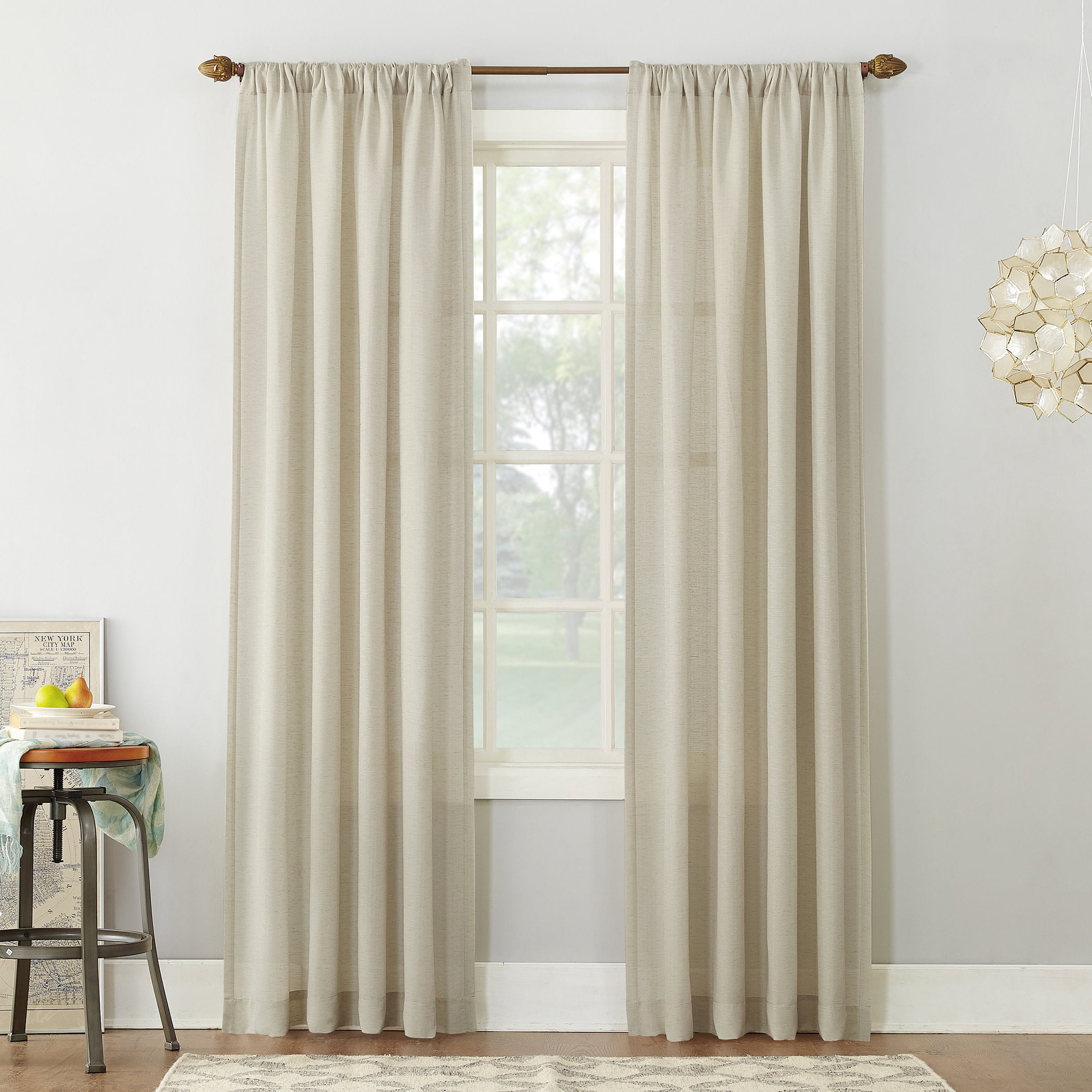 No. 918 Daniela Linen Blend Semi-Sheer Rod Pocket Curtain Panel, 54"W x 120"L, Ivory