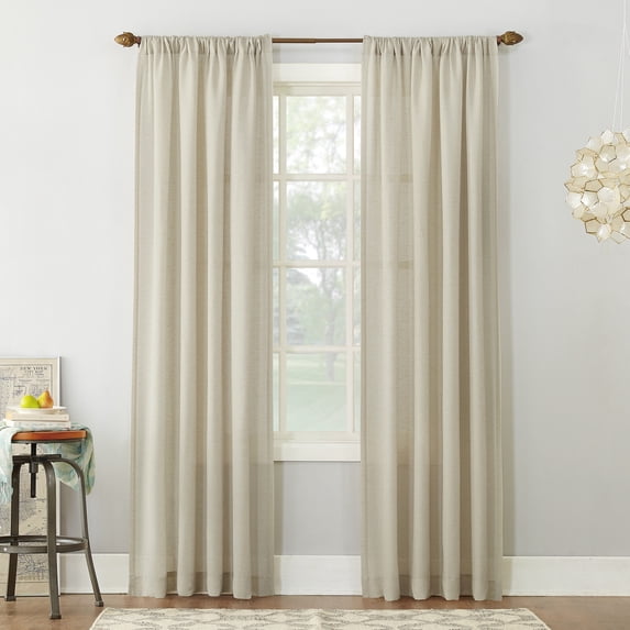No. 918 Daniela Linen Blend Semi-Sheer Rod Pocket Curtain Panel, 54"W x 120"L, Ivory