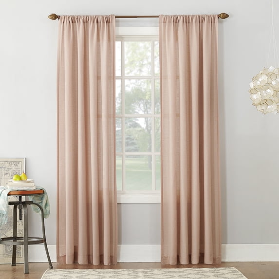No. 918 Daniela 1-Piece Linen Blend Semi-Sheer Rod Pocket Curtain Panel, 54"x63", Blush
