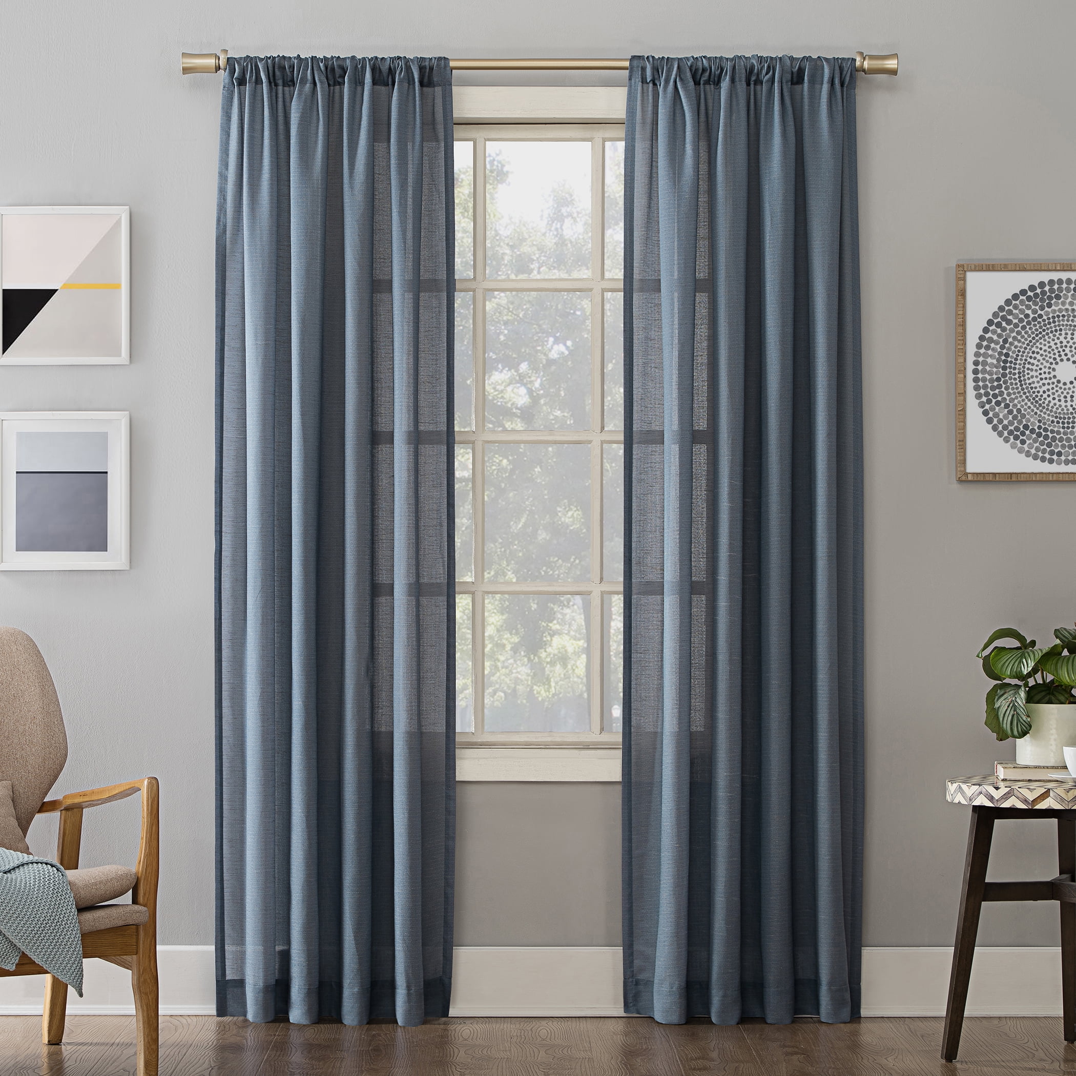 No. 918 Maisie Plaid Kitchen Curtain Tier Pair, Blue