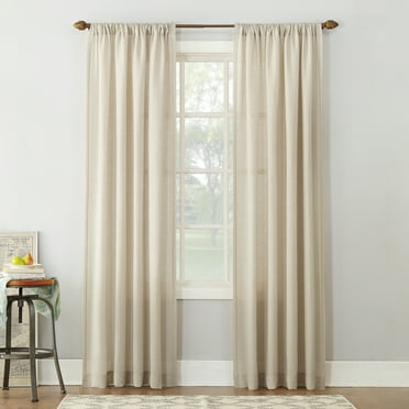 No. 918 Daniela Linen Blend Textured Semi-Sheer Rod Pocket Curtain Panel, 54"x84", Ivory