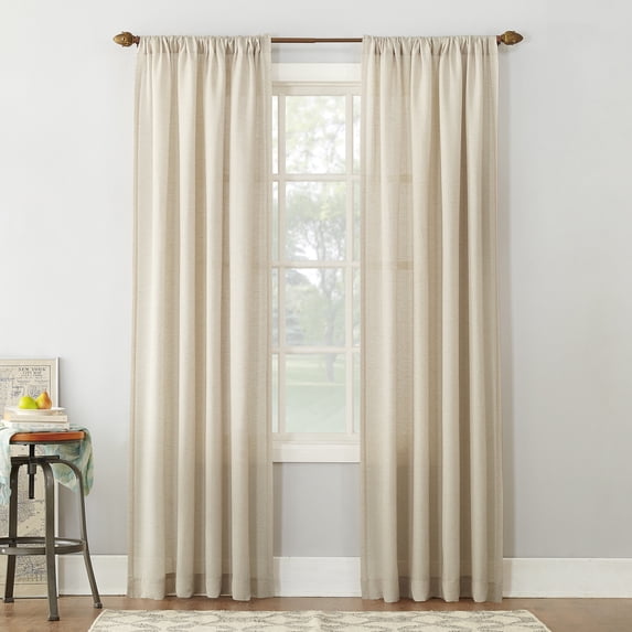 No. 918 Daniela 1-Piece Linen Blend Semi-Sheer Rod Pocket Curtain Panel, 54"x95", Ivory