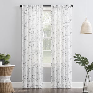 No. 918 Delia Embroidered Floral Sheer Curtain Panel