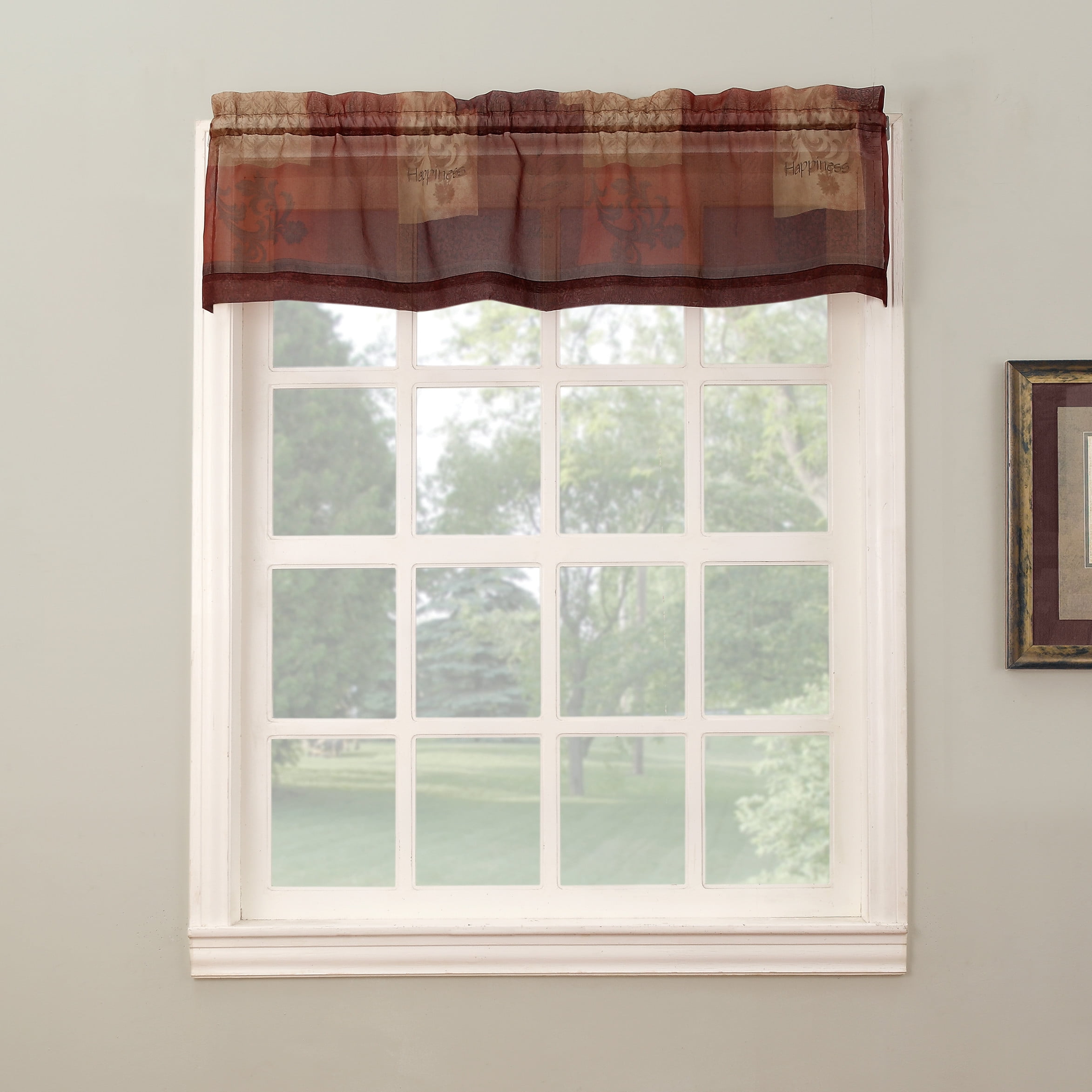 Eden 56" x 14" Brick Red Sheer Rod Pocket Valance