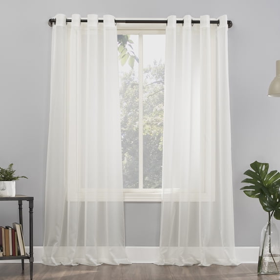 No. 918 Emily Voile Sheer Grommet Curtain Panel, 59"x120", Eggshell