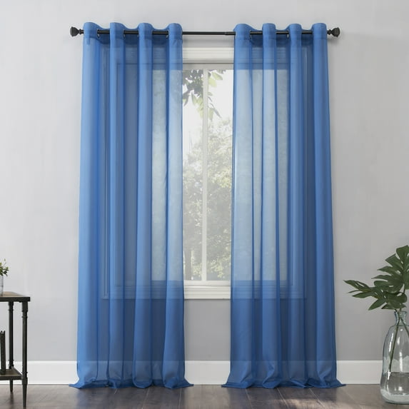 No. 918 Emily Voile Sheer Grommet Curtain Panel, 59"x95", Classic Blue