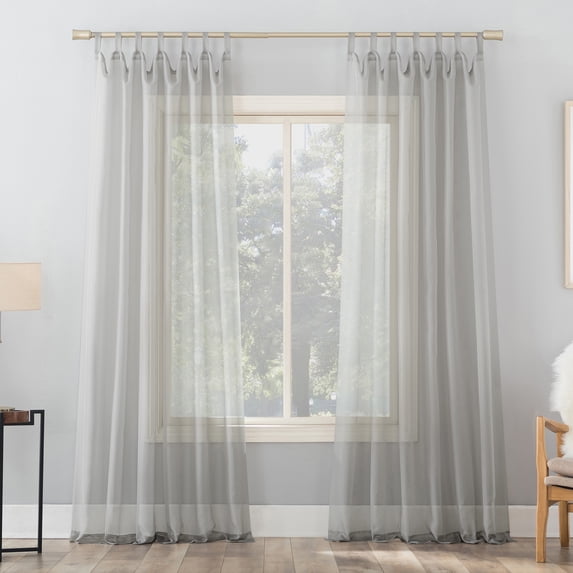 No. 918 Emily Voile Sheer Tab Top Curtain Panel, 59"x63", Silver Gray