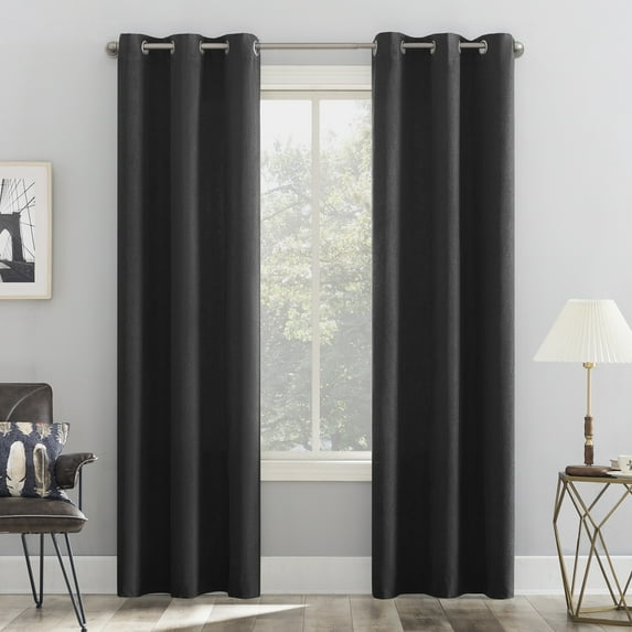 No. 918 Energy Lydell Solid Room Darkening Grommet Curtain Panel, 40"x84", Charcoal