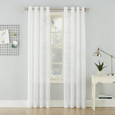 No. 918 Erica Crushed Sheer Voile Grommet Curtain Panel, 51"x84", White