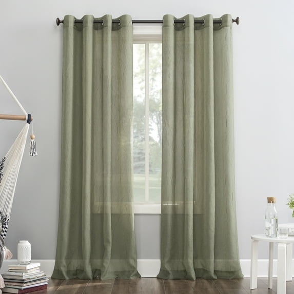 No. 918 Erica Crushed Voile Sheer Grommet Curtain Panel, 51"x63", Willow