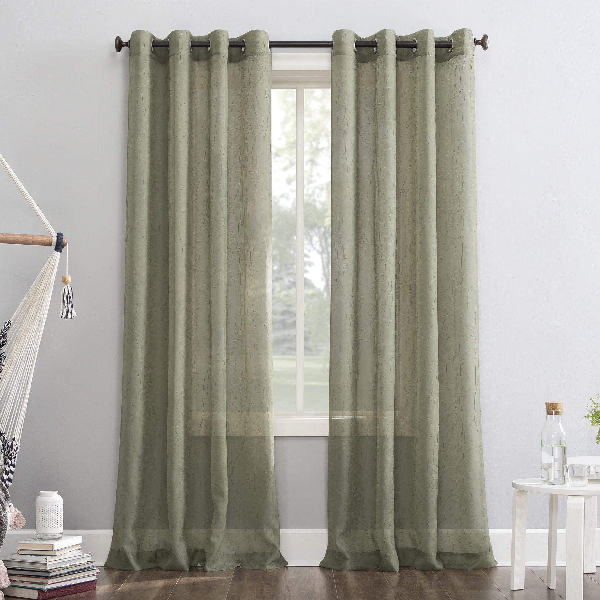 Willow Green 51"x84" Sheer Polyester Grommet Curtain Panel
