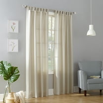 No. 918 Farrell Heathered Textured Semi-Sheer Tab Top Curtain Panel, Ecru, 40x84