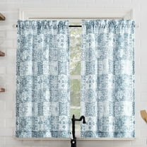 No. 918 Greco 2-Pack Mosaic Semi-Sheer Rod Pocket Kitchen Curtains, 54"W X 36"L