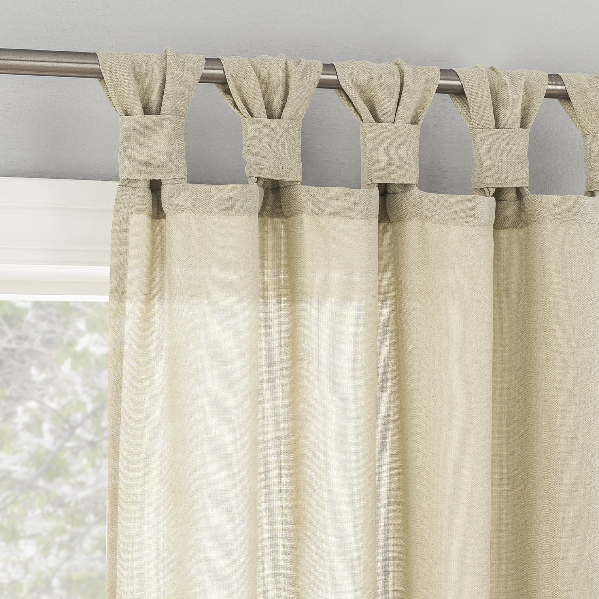 Taupe Polyester Light-Filtering Tab Top Curtain Panel 40" x 63"