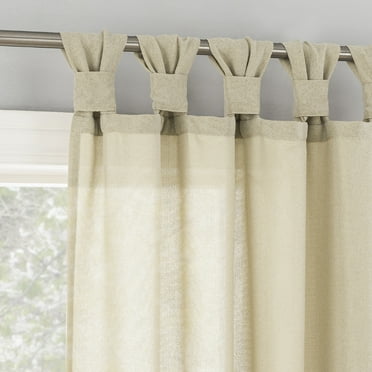 No. 918 Hathaway Twist Tab Semi-Sheer Tab Top Curtain Panel, 40"x84", Taupe